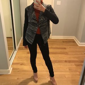 Women's Black Queensway Leathersleeve Tweed Jacket